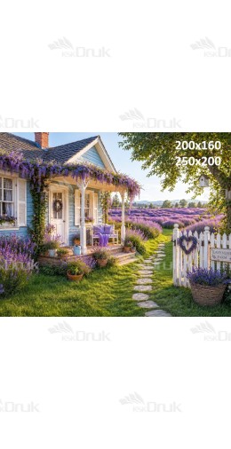 Tło fotograficzne „Lawendowy domek o zachodzie słońca” | 4213